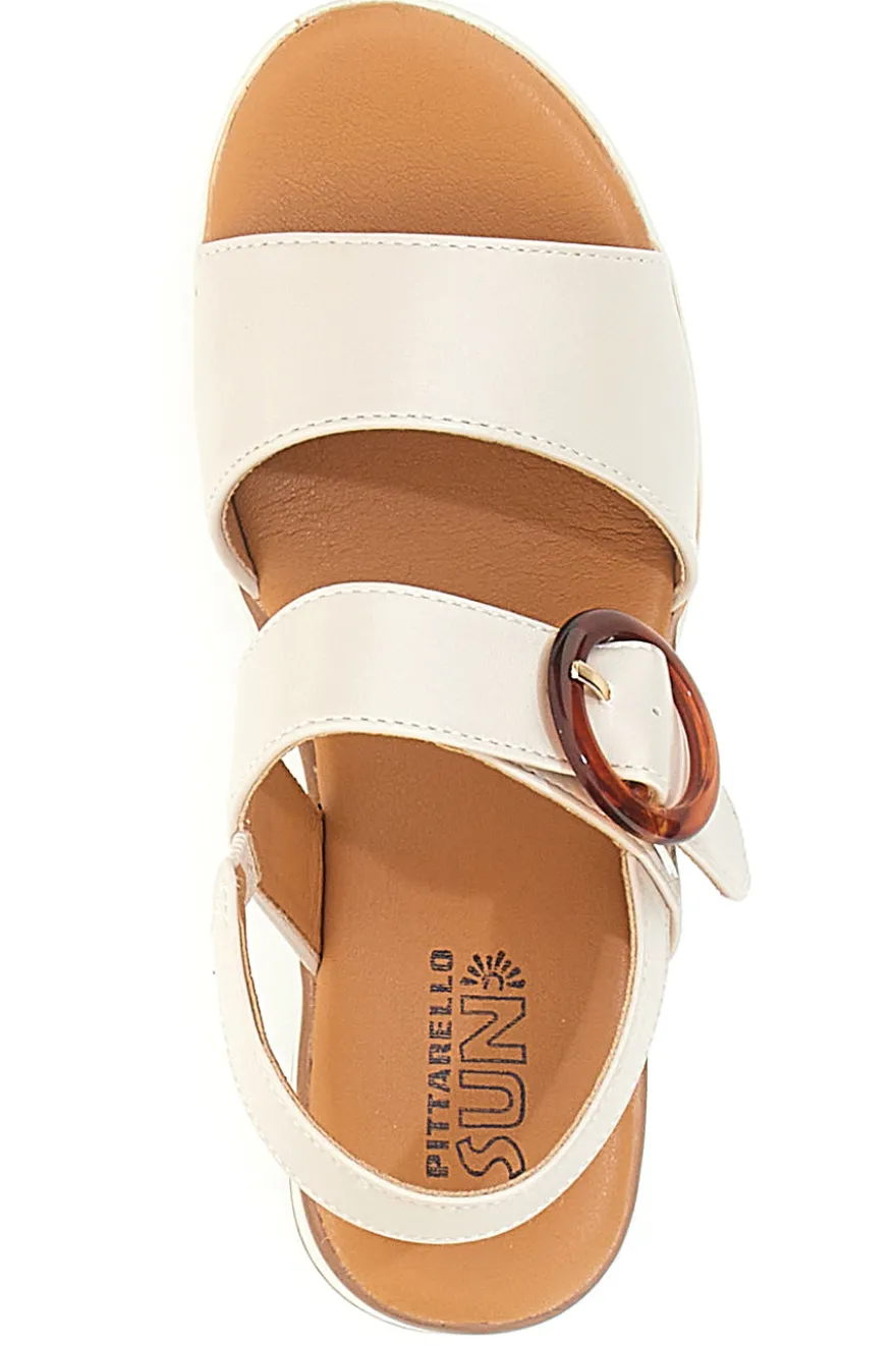 Sandali Nude con Zeppa Bianca a Contrasto PITTARELLO SUN BR1962