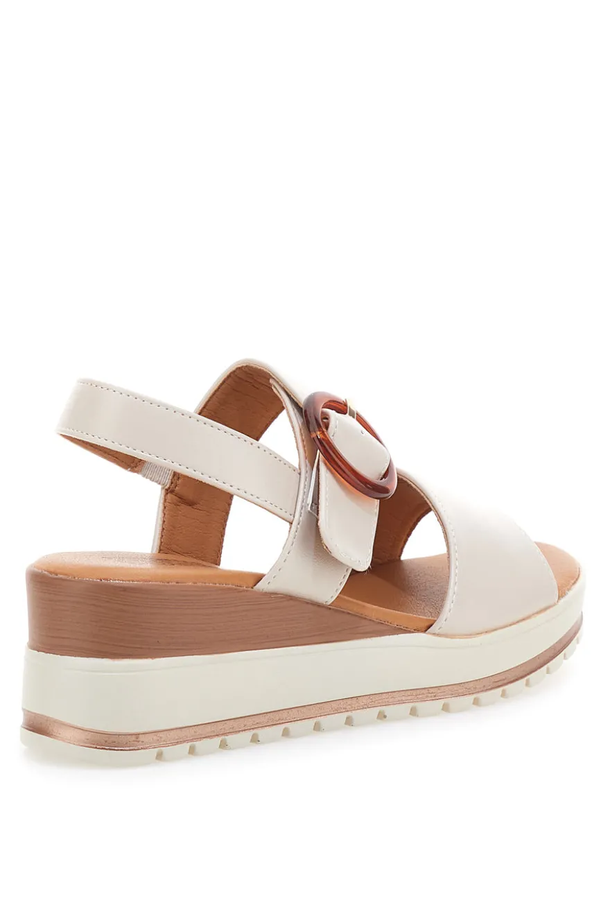Sandali Nude con Zeppa Bianca a Contrasto PITTARELLO SUN BR1962
