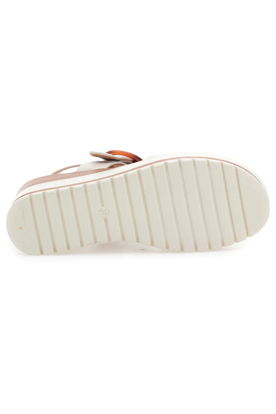 Sandali Nude con Zeppa Bianca a Contrasto PITTARELLO SUN BR1962