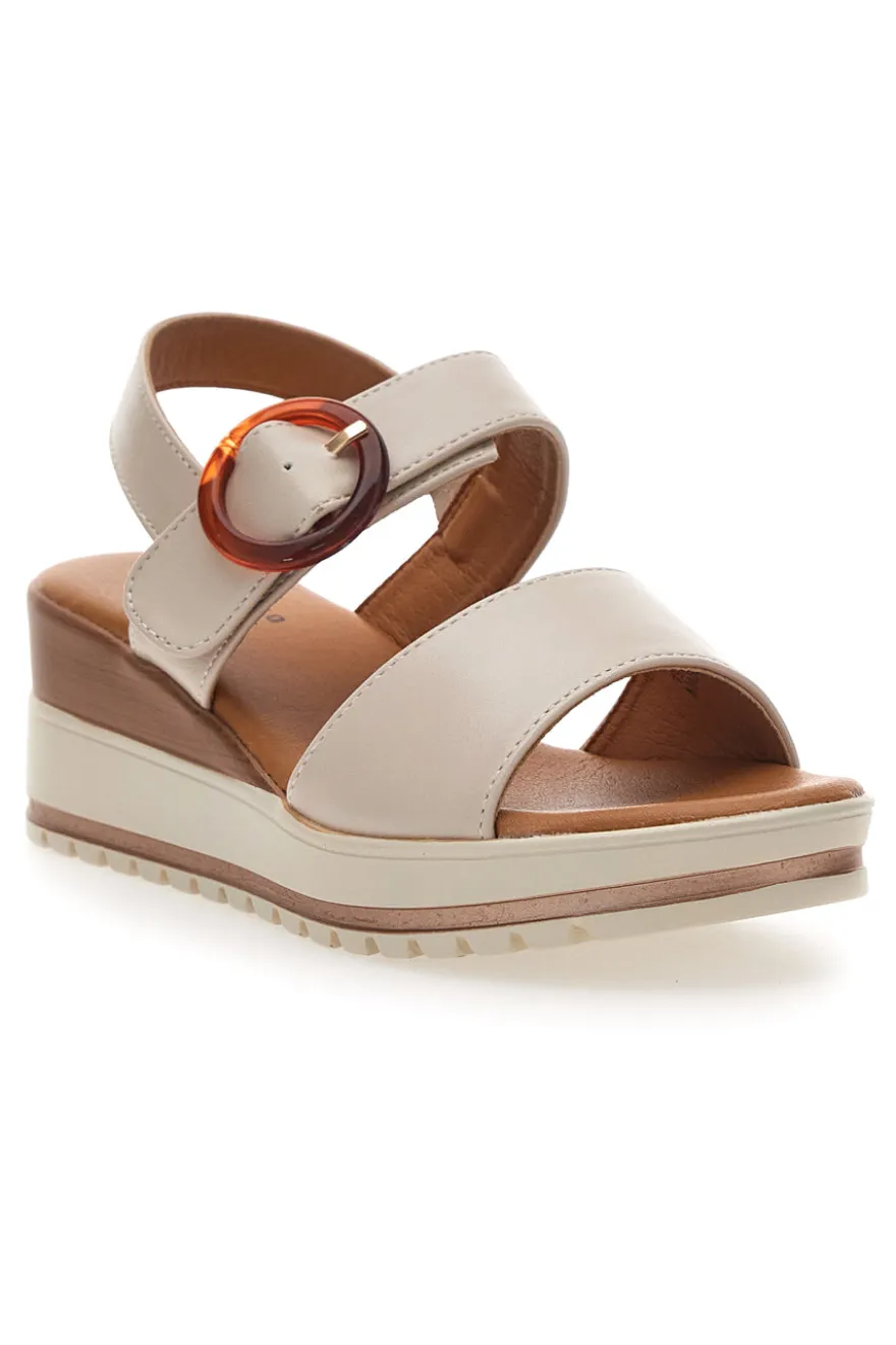Sandali Nude con Zeppa Bianca a Contrasto PITTARELLO SUN BR1962