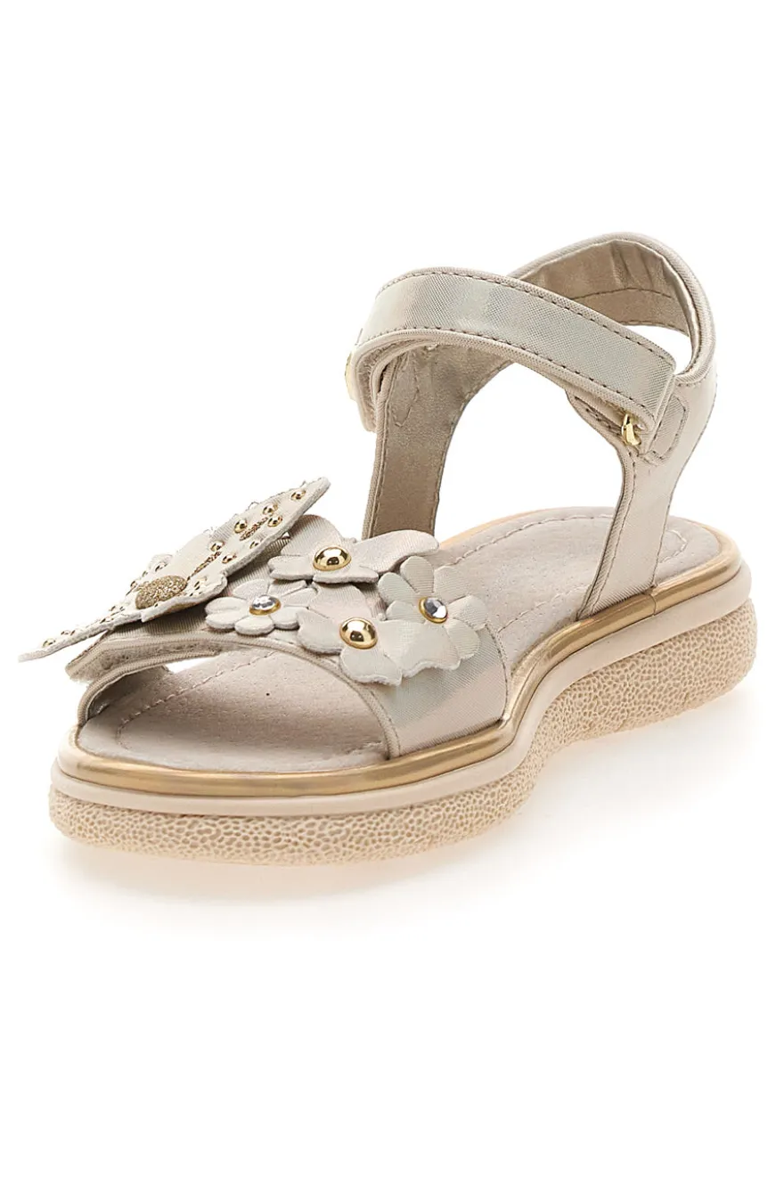 Sandali Oro con Fiore Decorativo e Velcro LAURA BIAGIOTTI 96129493