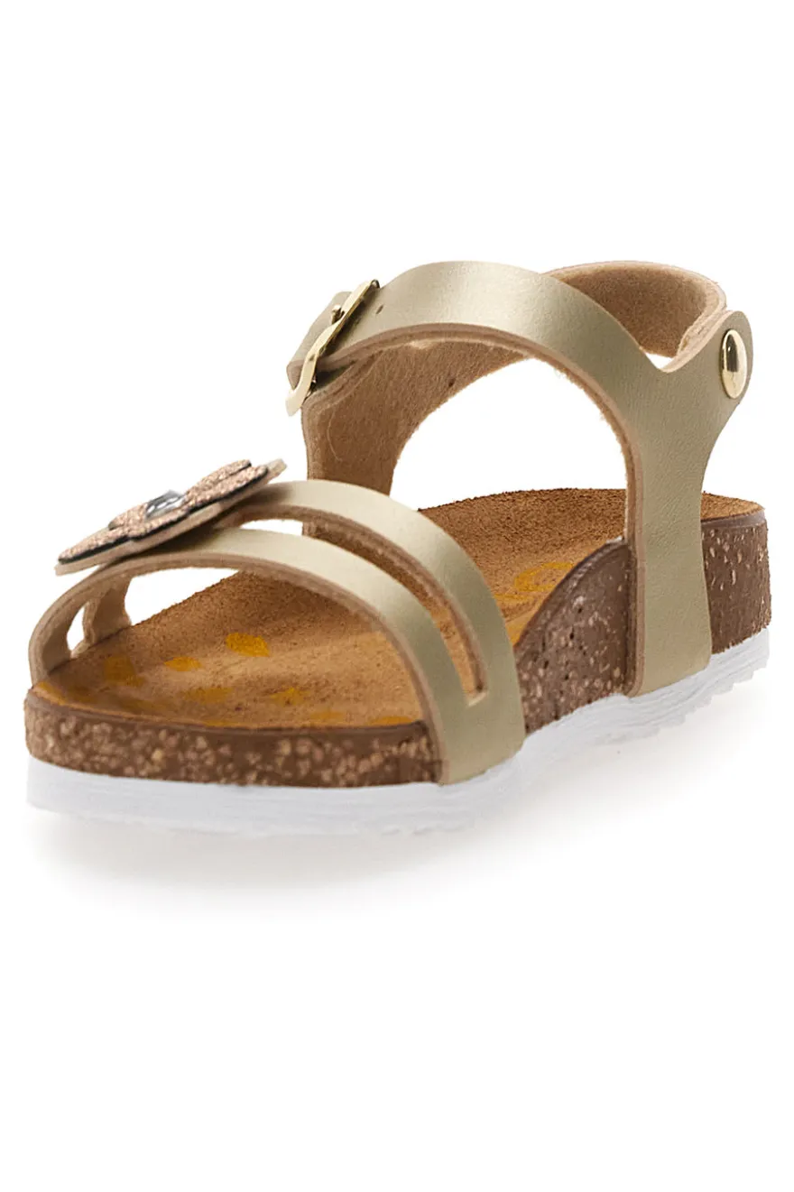 Sandali oro con fiore glitter Pittarello Bio 257A007SR