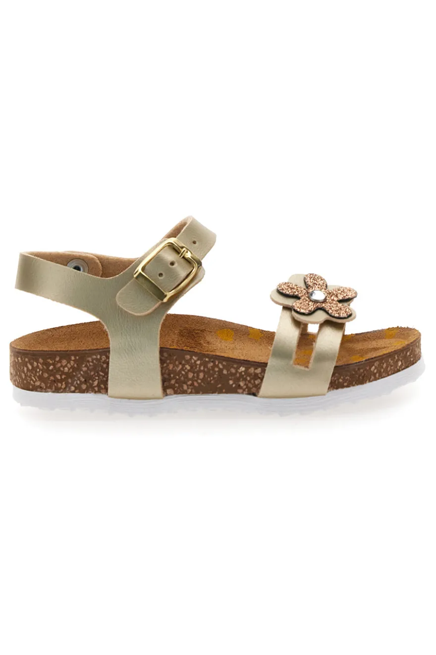 Sandali oro con fiore glitter Pittarello Bio 257A007SR