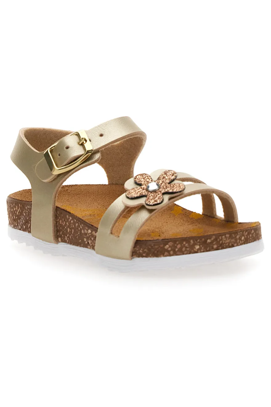 Sandali oro con fiore glitter Pittarello Bio 257A007SR