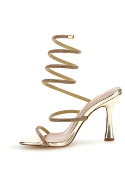 Sandali oro con strass e laccio a spirale First lady P711