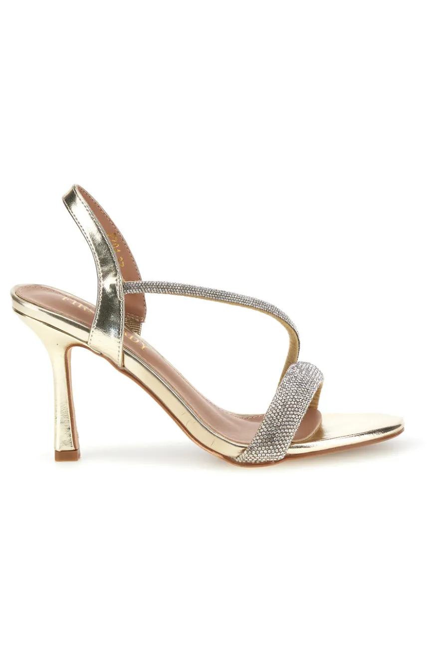 Sandali oro con strass tacco alto First Lady P704