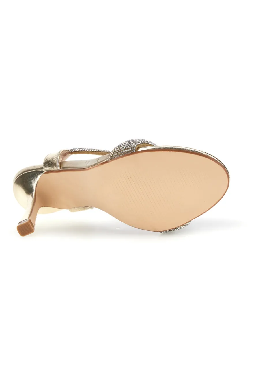 Sandali oro con strass tacco alto First Lady P704
