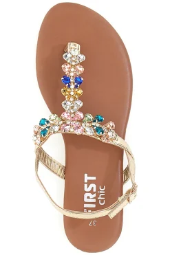 Sandali Oro con Strass The First Chic PRE3008