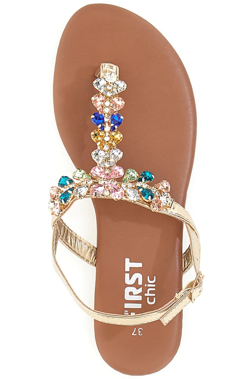 Sandali Oro con Strass The First Chic PRE3008