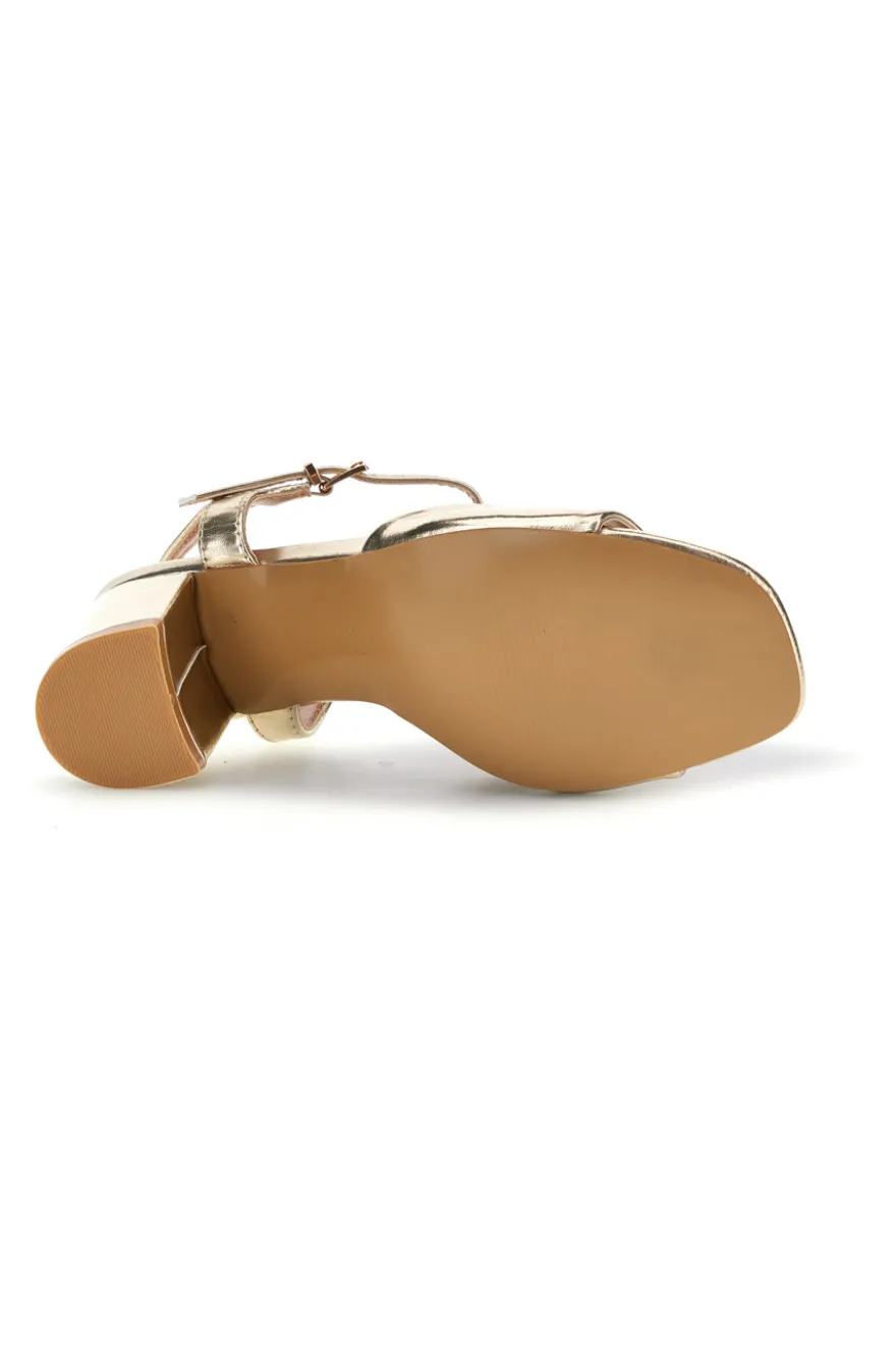 Sandali Oro con tacco largo e cinturino Le havre paris A52611
