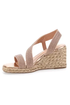 Sandali Oro con Zeppa con Glitter MON DIEU 602