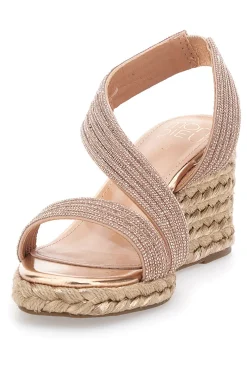 Sandali Oro con Zeppa con Glitter MON DIEU 602