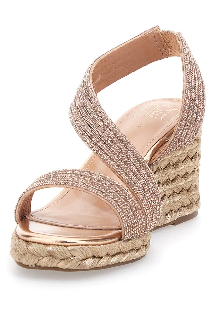 Sandali Oro con Zeppa con Glitter MON DIEU 602
