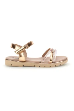 Sandali oro rosa con cinturini trasparenti con brillantini Pitt kids 392635S