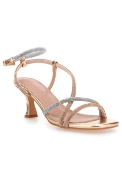 Sandali oro rosa con strass e cinturino alla caviglia Mon Dieu 1613
