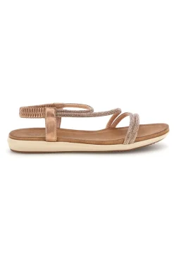 Sandali oro rosa con strass e cinturino elasticizzato Cafe' cost 80965
