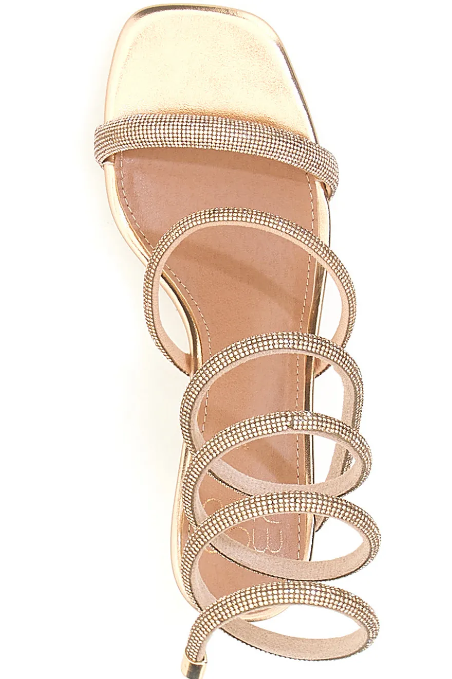 Sandali oro rosa con strass e laccio a spirale Mon Dieu 1614
