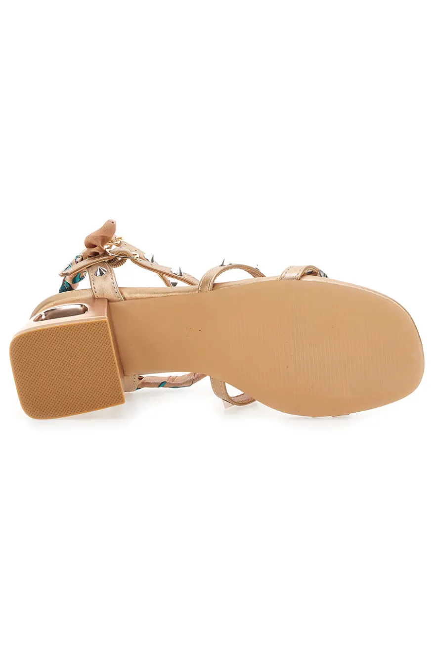 Sandali Oro Rosa Con Tacco Medio The First 652