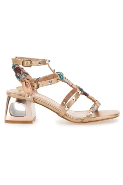 Sandali Oro Rosa Con Tacco Medio The First 652