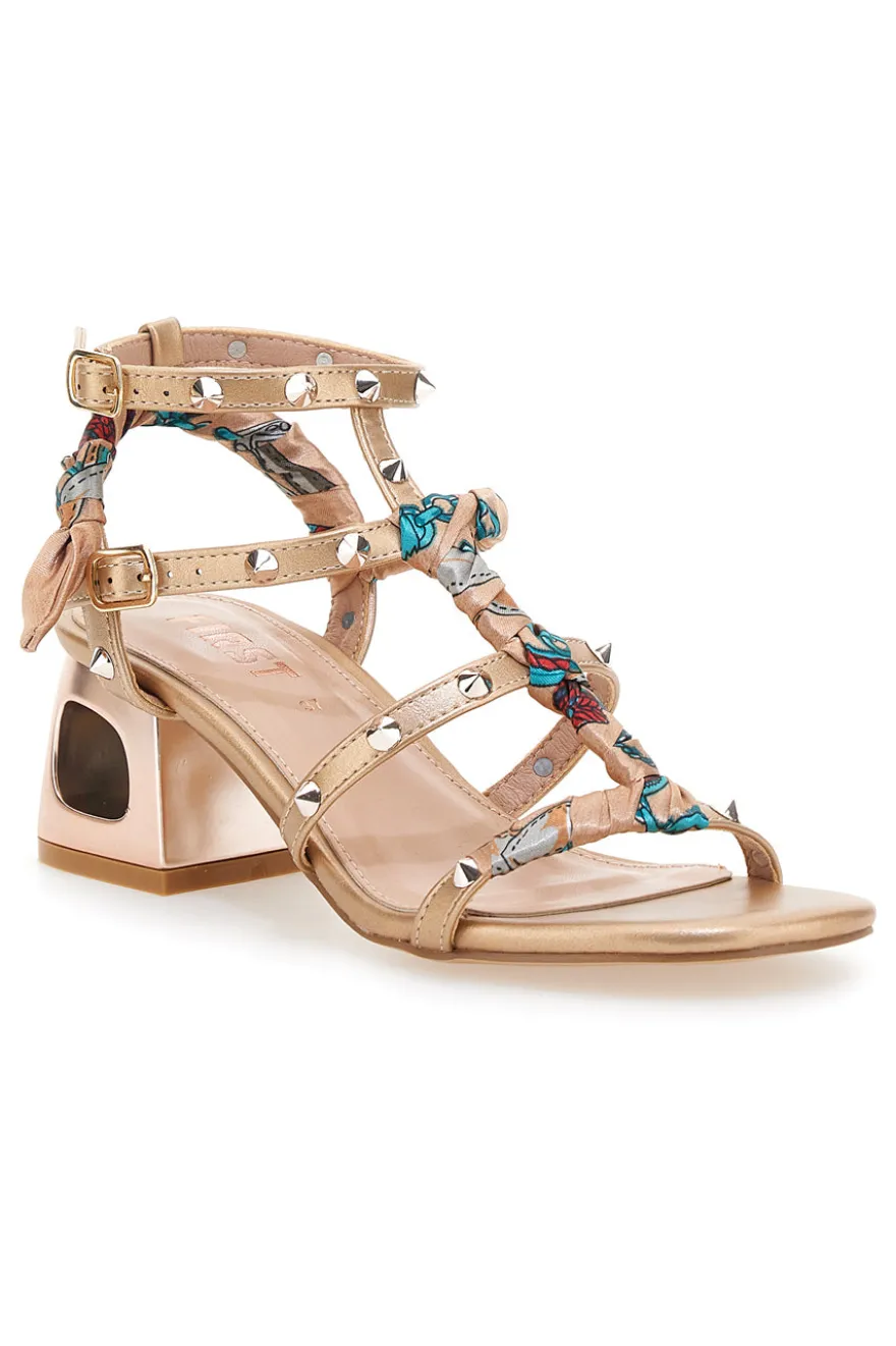 Sandali Oro Rosa Con Tacco Medio The First 652