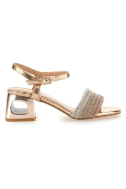 Sandali Oro Rosa Con Tacco Medio The First 651