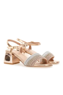 Sandali Oro Rosa Con Tacco Medio The First 651