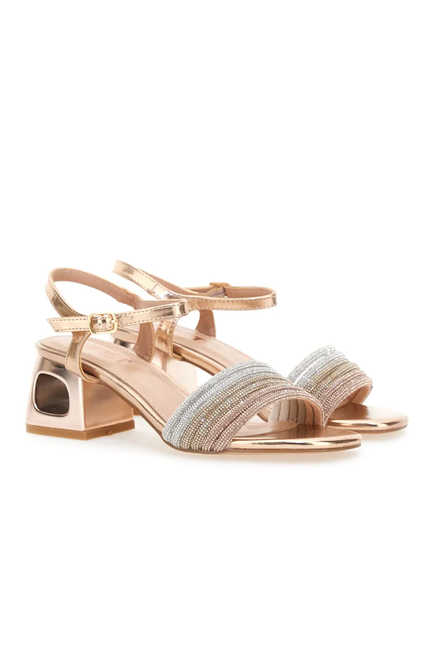 Sandali Oro Rosa Con Tacco Medio The First 651
