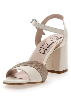 Sandali Panna e Oro Con Cinturino e Tacco 8,5 Pittarello Glam 5548