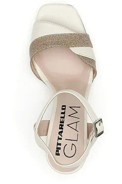 Sandali Panna e Oro Con Cinturino e Tacco 8,5 Pittarello Glam 5548