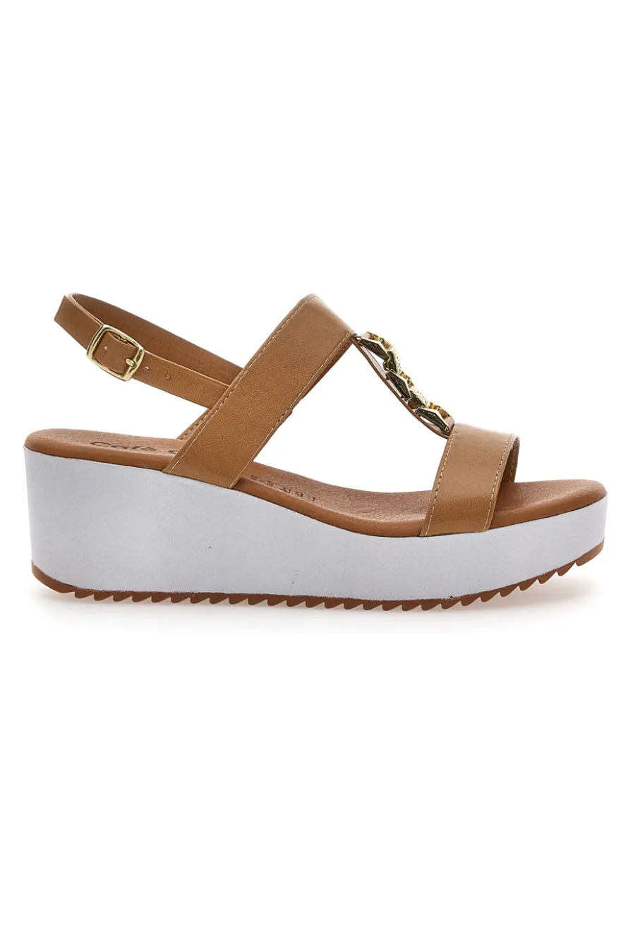 Sandali Platform Cognac Made in Italy Cafè Cost 364022