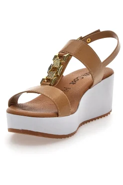 Sandali Platform Cognac Made in Italy Cafè Cost 364022