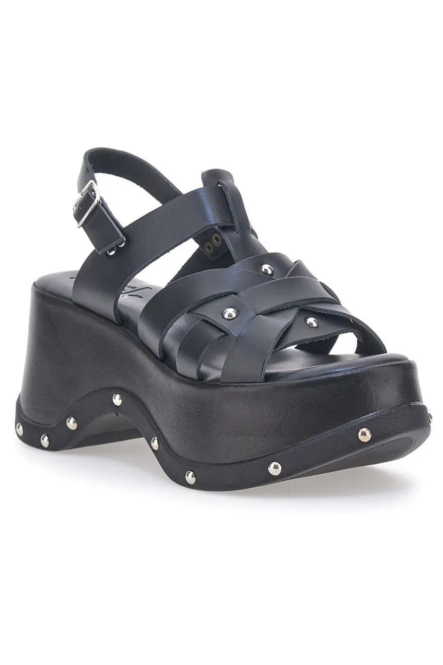 Sandali Platform in Pelle con Borchie Made in Italy Pittarello 15764