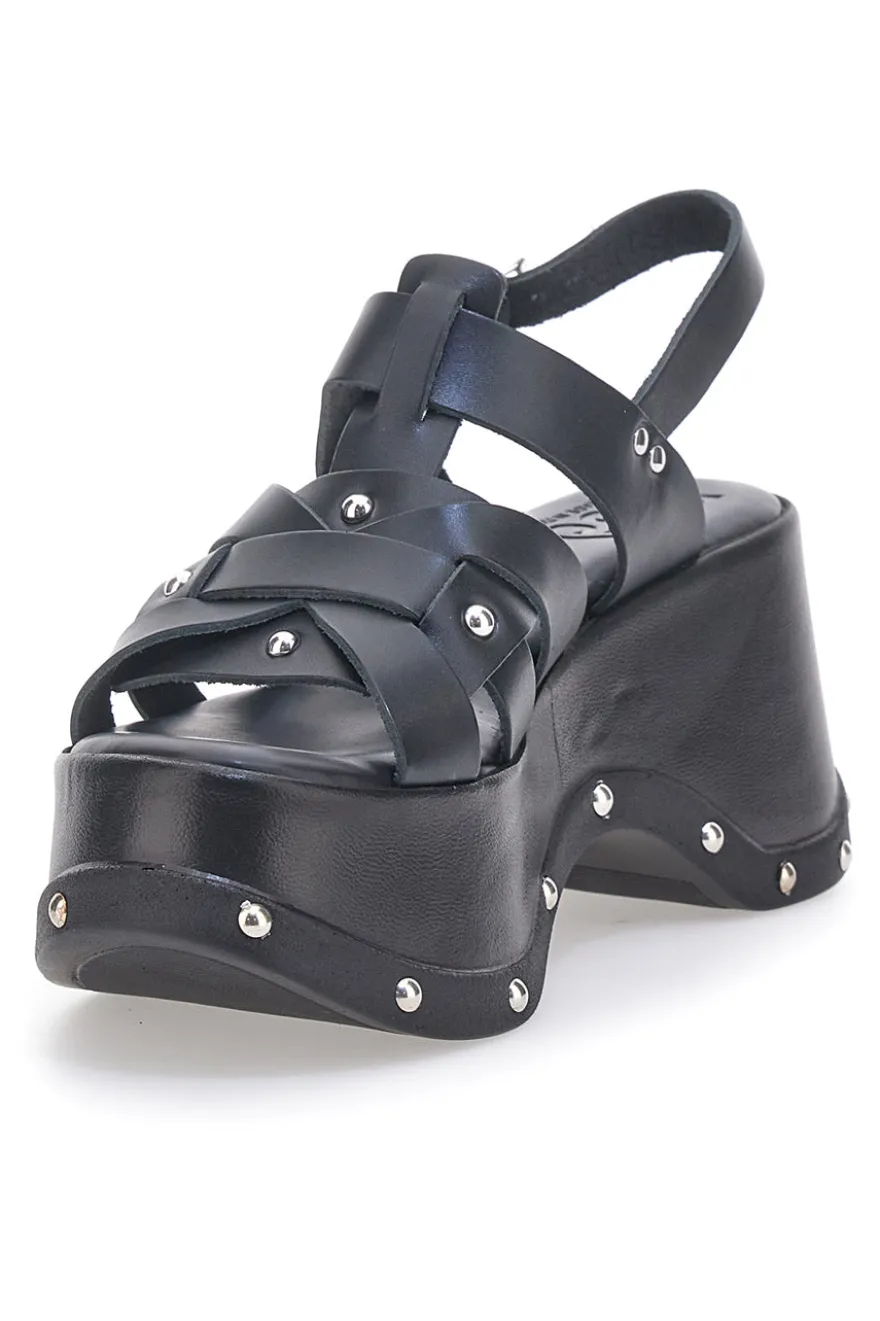 Sandali Platform in Pelle con Borchie Made in Italy Pittarello 15764