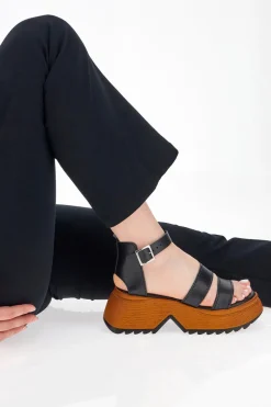 Sandali Platform Pittarello 5574 Neri Vera Pelle