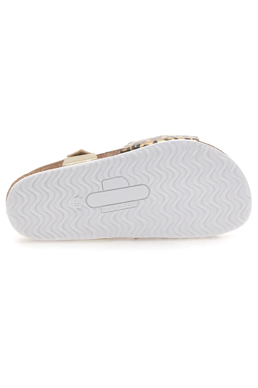 Sandali platino a fantasia animalier con plantare preformato Pittarello Bio 257A745SR