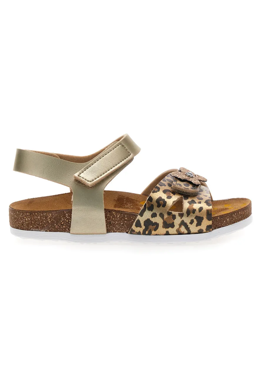 Sandali platino a fantasia animalier con plantare preformato Pittarello Bio 257A745SR