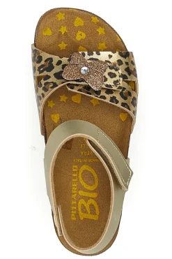 Sandali platino a fantasia animalier con plantare preformato Pittarello Bio 257A745SR