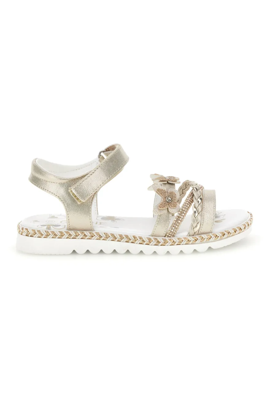 Sandali platino con farfalle e strass Grazie girl 15022