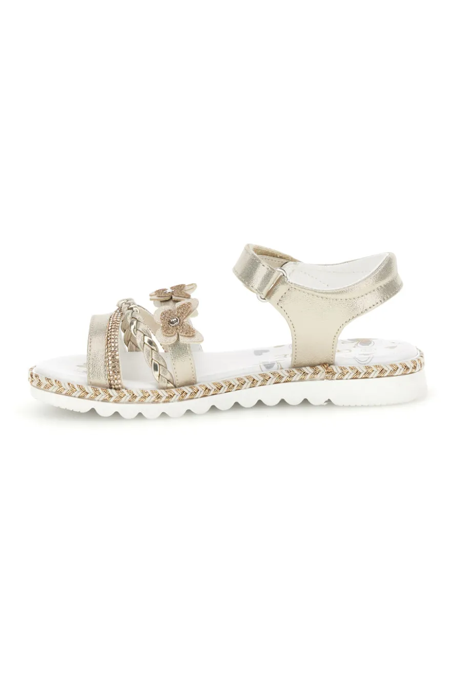 Sandali platino con farfalle e strass Grazie girl 15022