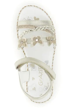 Sandali platino con farfalle e strass Grazie girl 15022