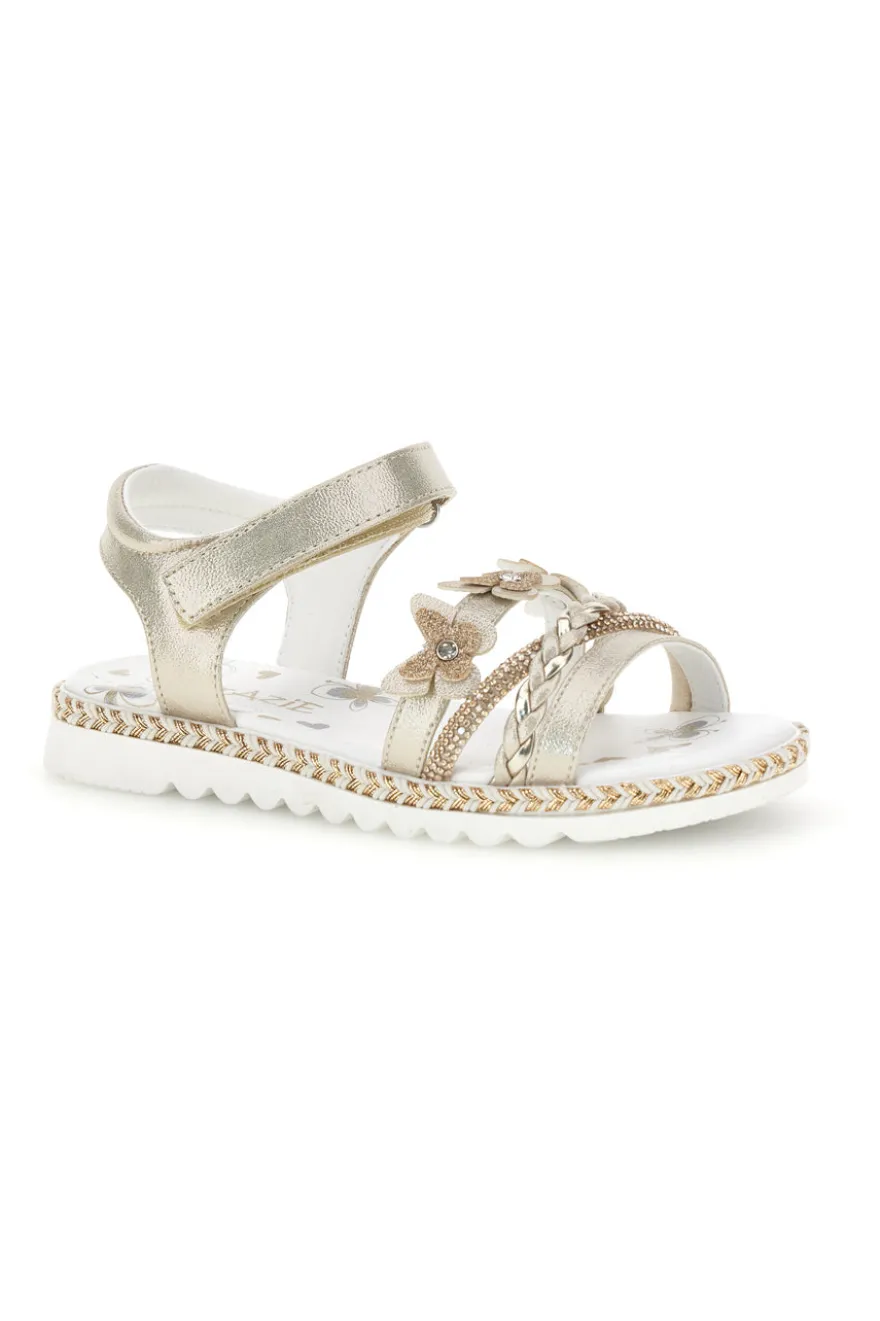 Sandali platino con farfalle e strass Grazie girl 15022