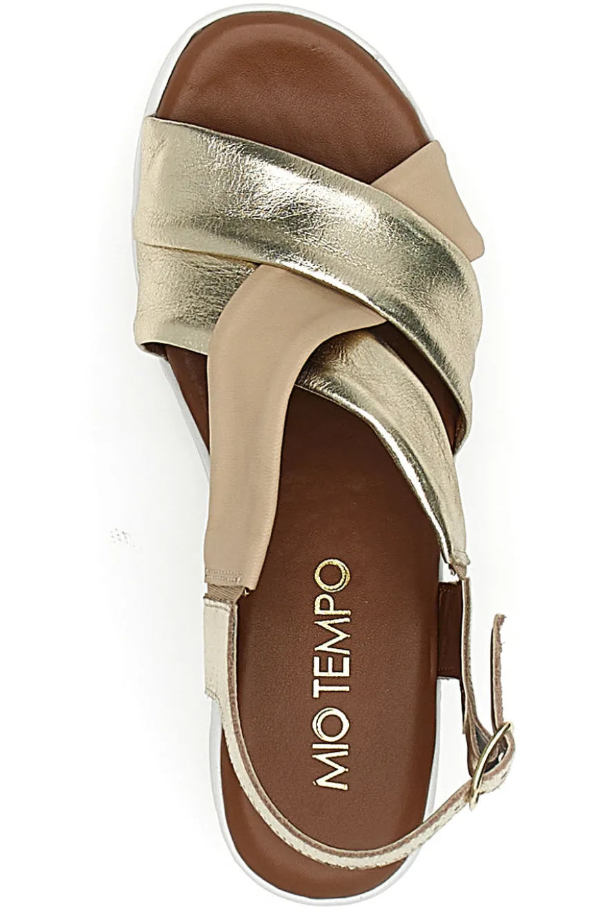 Sandali Platino Con Platform e Tomaia in Pelle Mio Tempo 269020