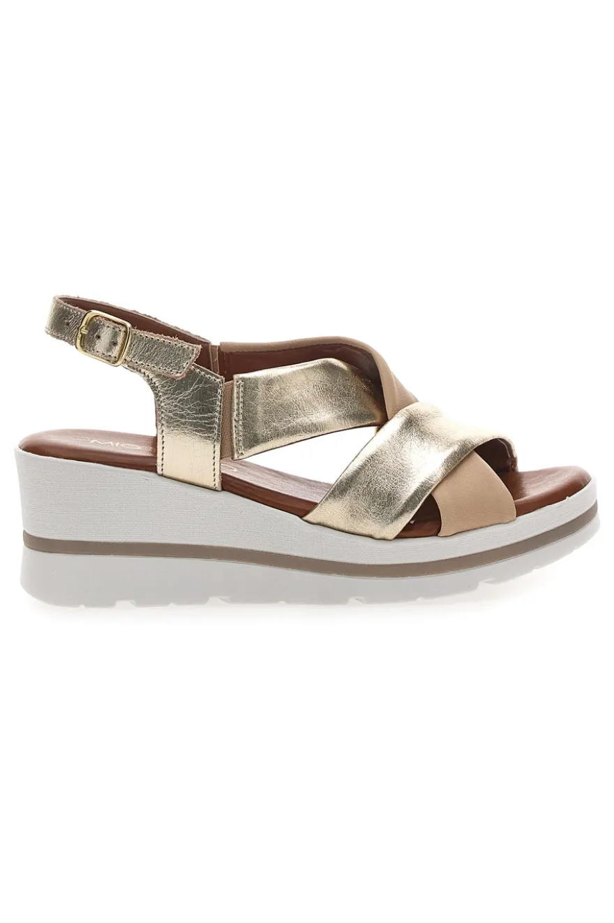 Sandali Platino Con Platform e Tomaia in Pelle Mio Tempo 269020