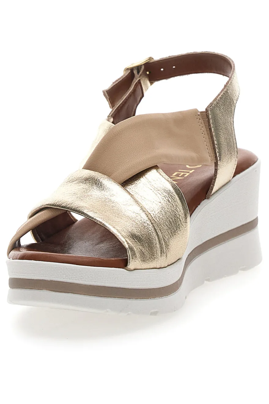 Sandali Platino Con Platform e Tomaia in Pelle Mio Tempo 269020