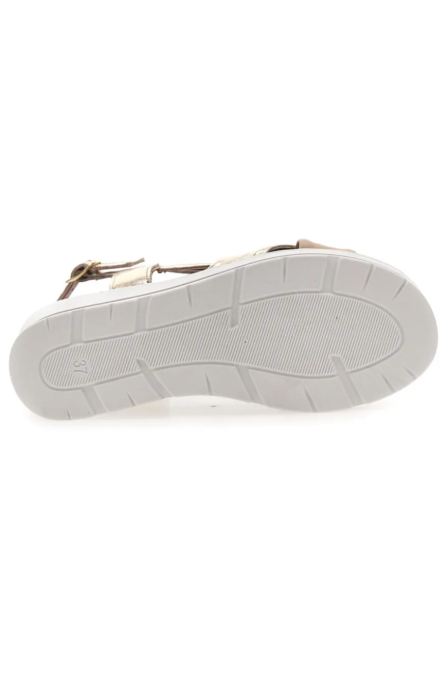 Sandali Platino Con Platform e Tomaia in Pelle Mio Tempo 269020