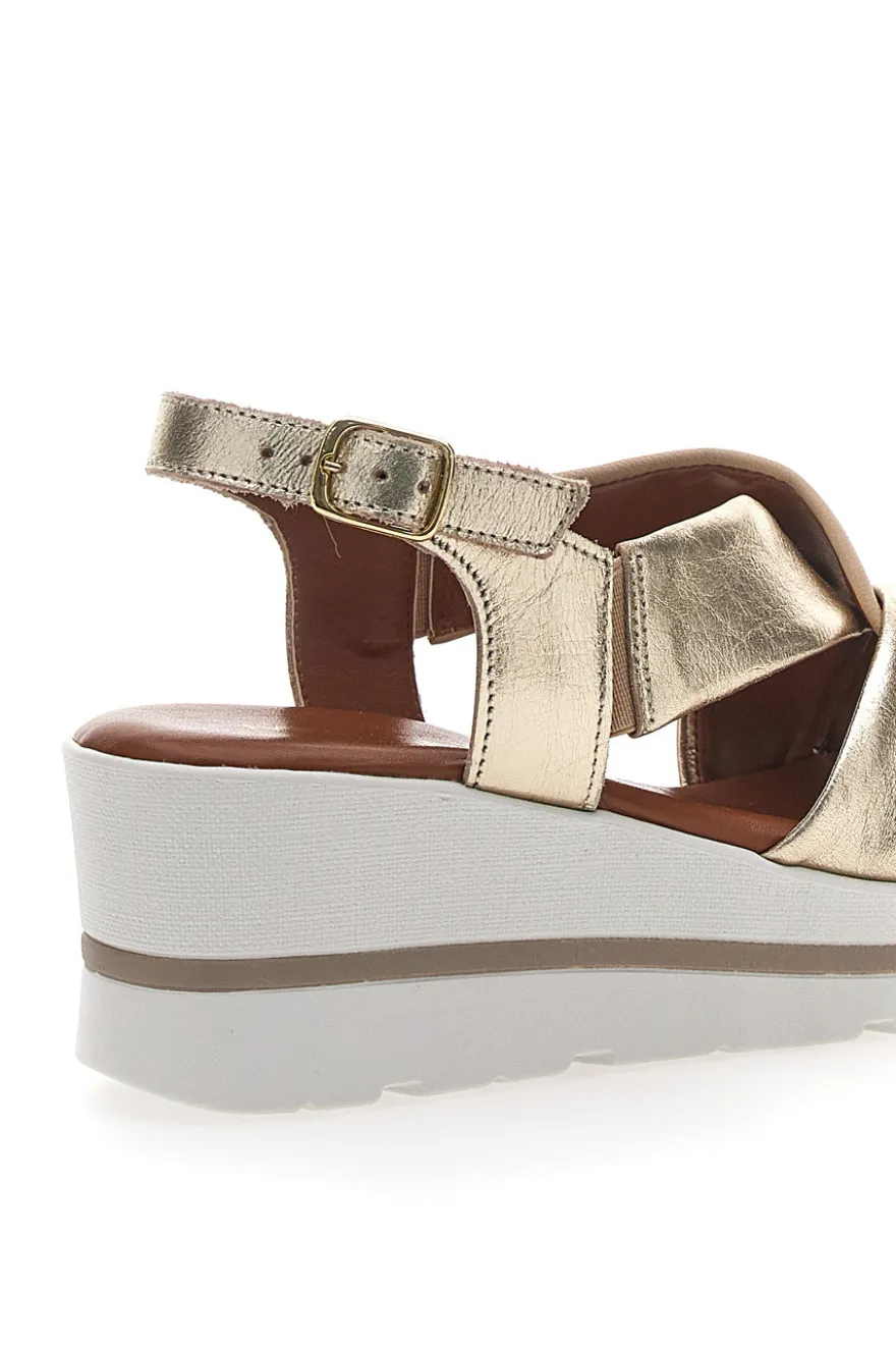 Sandali Platino Con Platform e Tomaia in Pelle Mio Tempo 269020