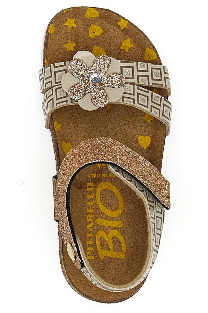 Sandali platino con stampa geometrica Pittarello Bio 257A712SR