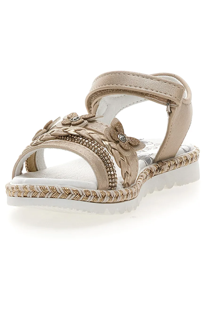 Sandali Platino Con Strappo in Velcro Grazie 15022