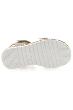 Sandali Platino Con Strappo in Velcro Grazie 15022