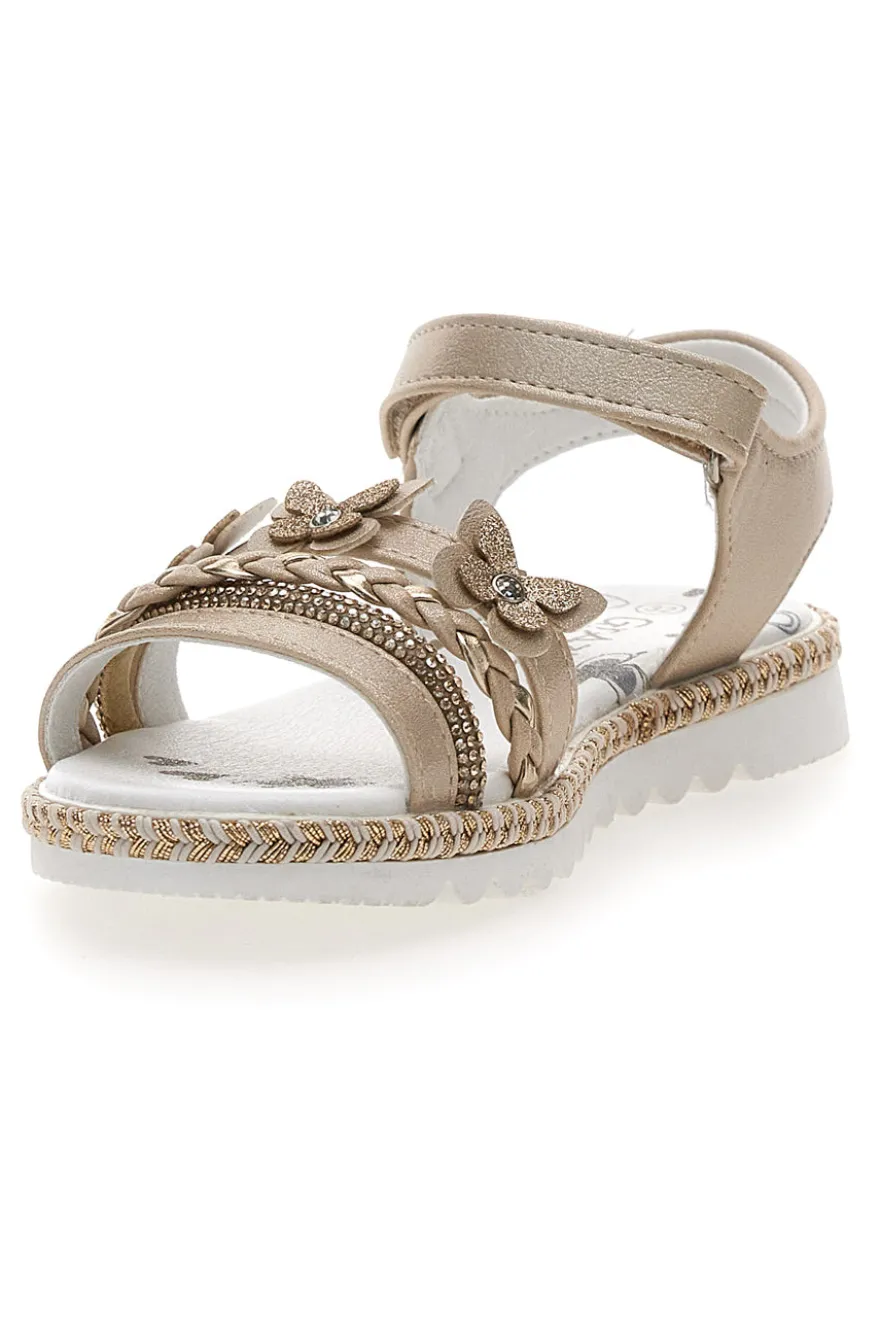 Sandali Platino Con Strappo in Velcro Grazie 15022